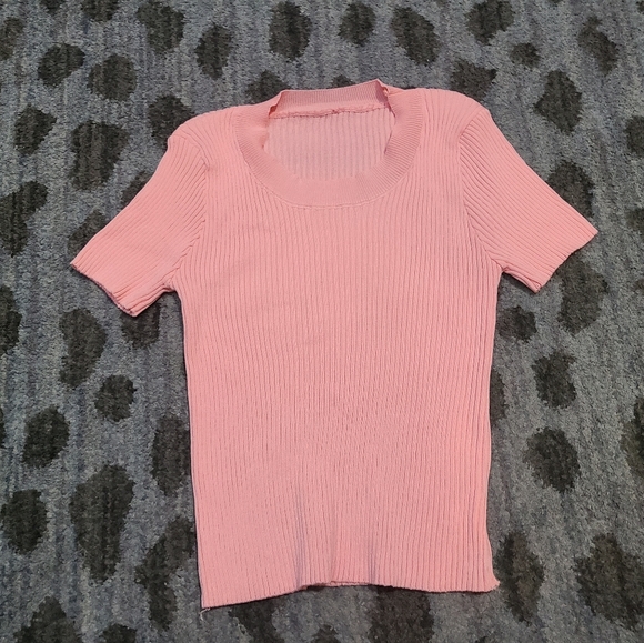 None Tops - Light Pink Ribbed Tee sz S